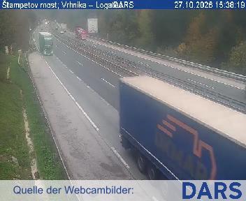 A1/E61/E70, Ljubljana - Koper, Vrhnika - Logatec, Štampetov most I, Blickrichtung Primorska in Notranjska