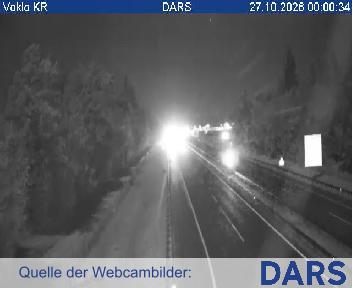 A2/E61, Karavanke - Ljubljana, pred počivališčem Voklo, pogled proti Kranju, Blickrichtung Gorenjska