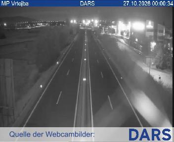 H4, Razdrto - Vrtojba, pred prehodom Vrtojba, vrtljiva kamera, Blickrichtung Primorska in Notranjska